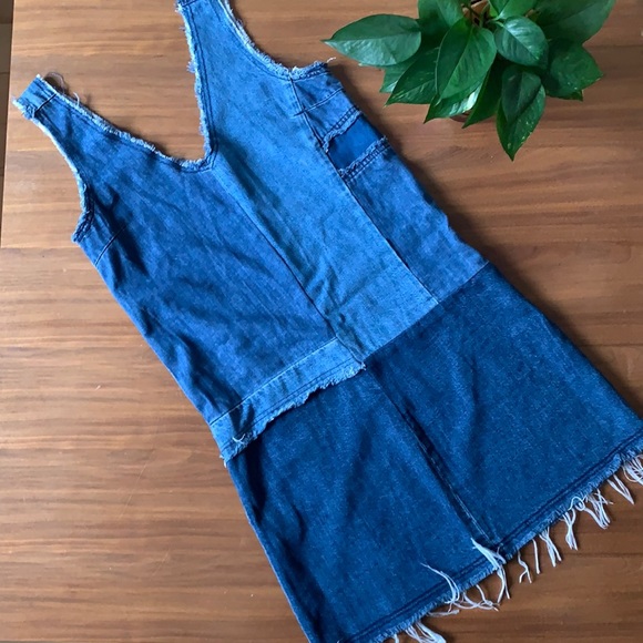 Paige Jeans Patchwork Raw Edge Dress Size Small - Picture 2 of 6